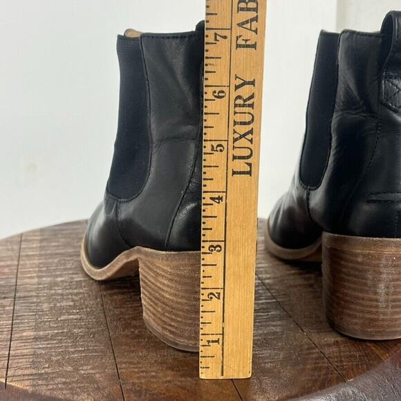 Madewell Boots Women's Size 8 Chelsea Black Leather The Frankie Pull On Heel - Picture 9 of 12